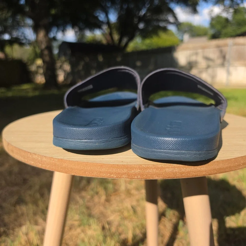 Adidas Adilette Shower Slides Mens 13 Navy Blue White FZ1752 Athletic Sandals